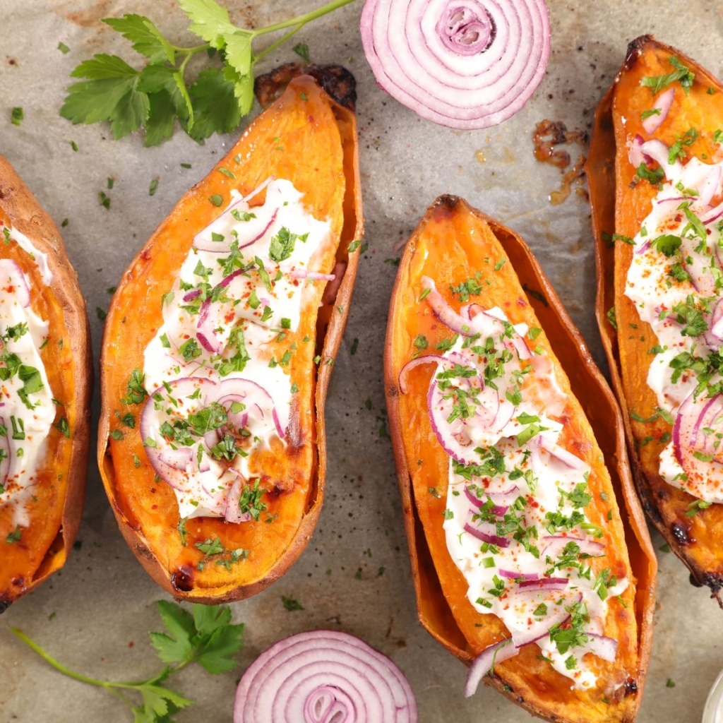 Sweet potatoes with goat cheese