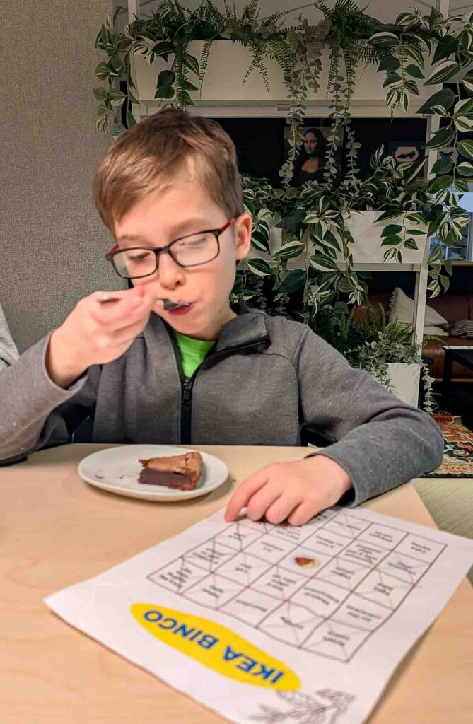 ikea-bingo-family-activity-5 Boy eating IKEA cake