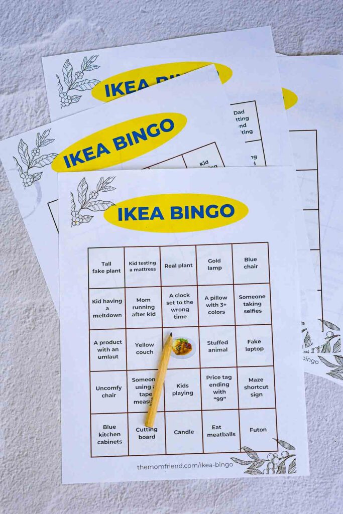 IKEA bingo printables with an IKEA pencil